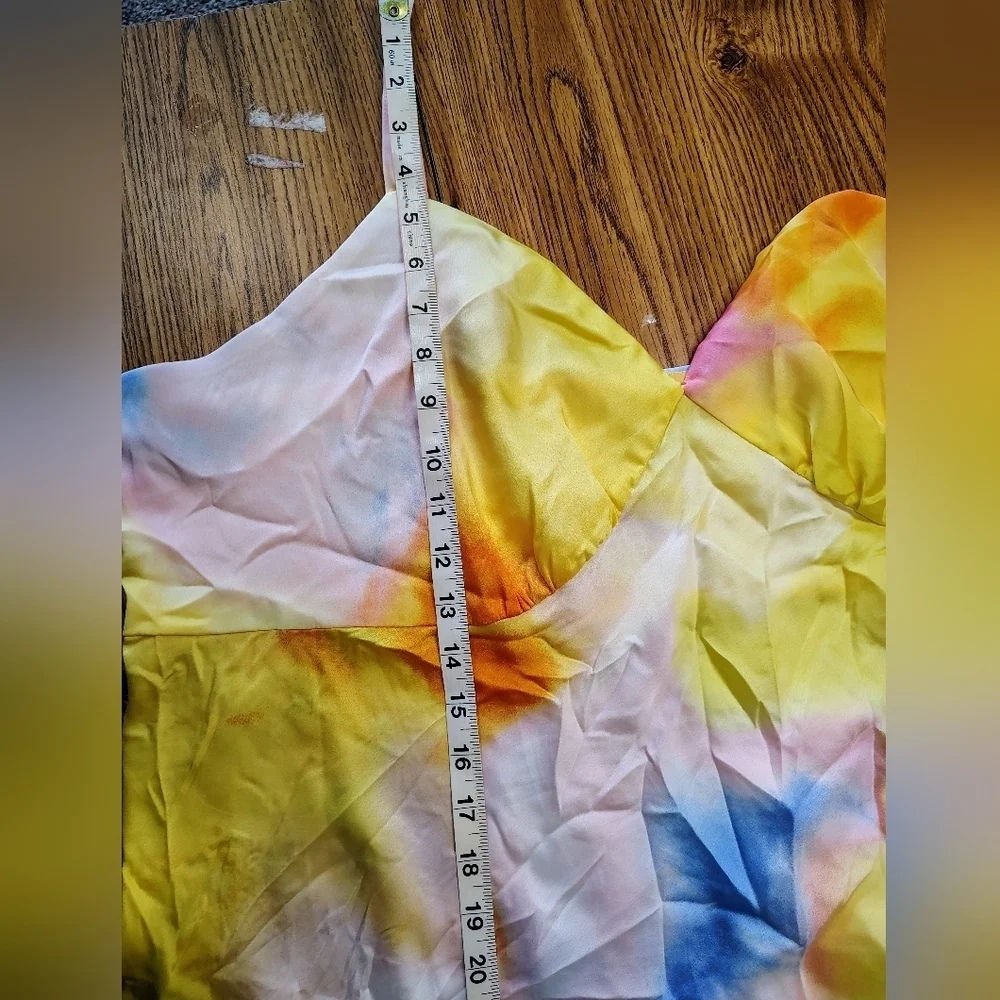 Diane Von Furstenberg intimate sleep dress Plus size XXL, tie dye print satin. - Picture 9 of 15